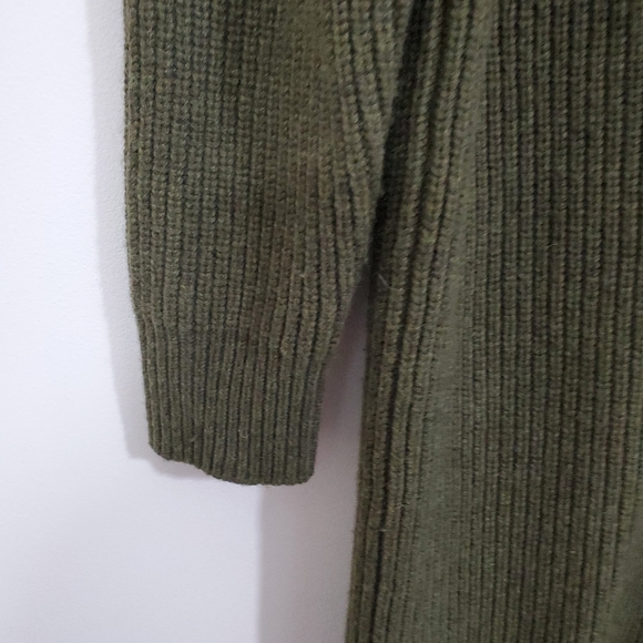 Madewell Womens Henley Sweater Dress Merino Wool Blend Olive Green Brown Size XS - Picture 3 of 10